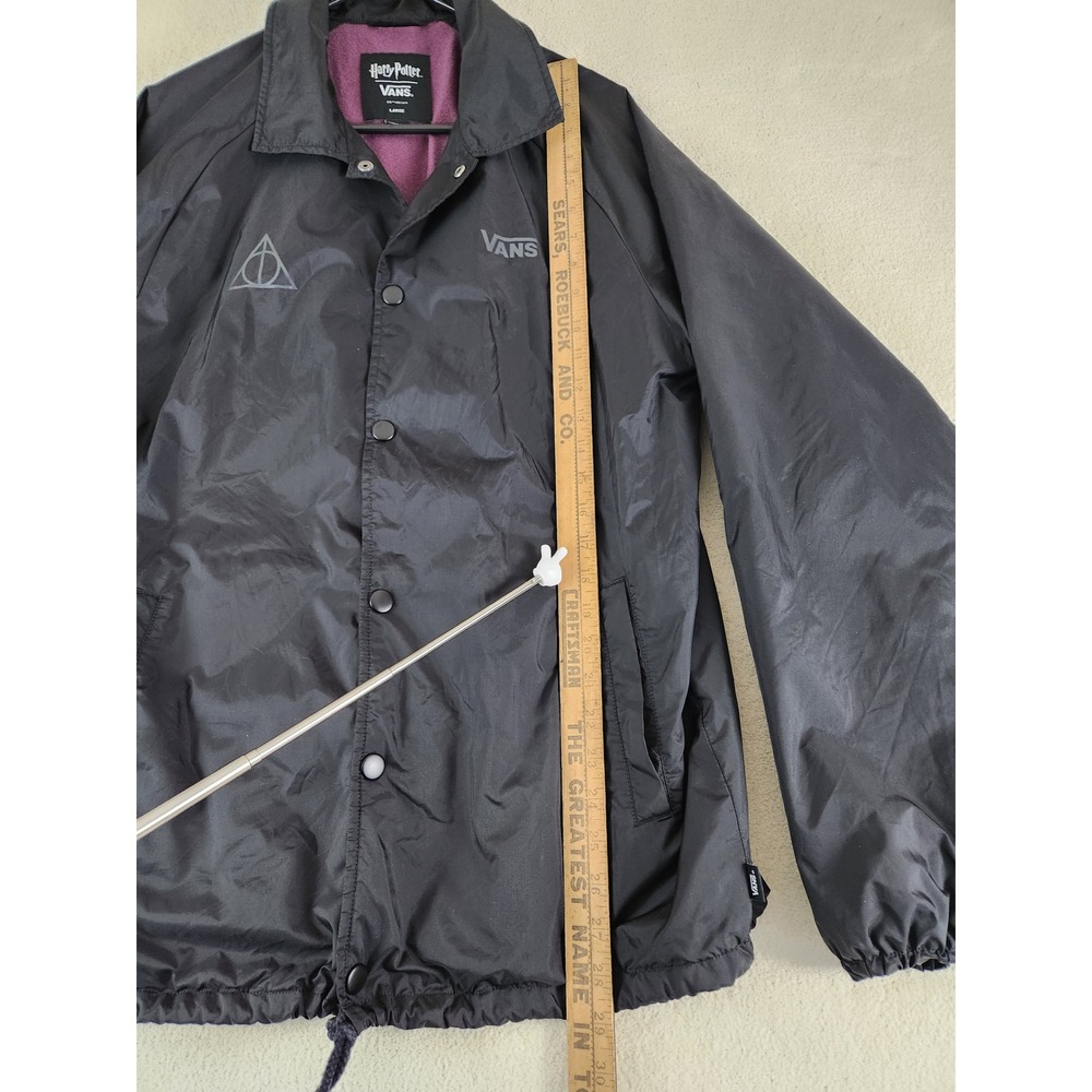 Vans Harry Potter  Deathly Hallows Coach Jacket Black Size Large Snap Button - Picture 5 of 11